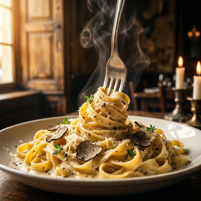 Creamy truffle tagliatelle pasta